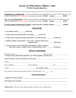 FY 2014 Upcoming Events - Society of White House Military Aides