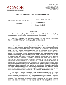PUBLIC COMPANY ACCOUNTING OVERSIGHT BOARD ) ) PCAOB