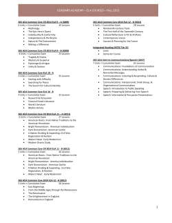 GODDARD ACADEMY &ndash; ELA COURSES &ndash; FALL 2015