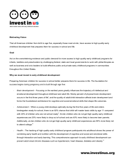 Motivating Vision That all American children from birth to age five