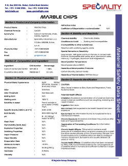 M aterial S afety D ata S heet &mdash; P1 MARBLE CHIPS
