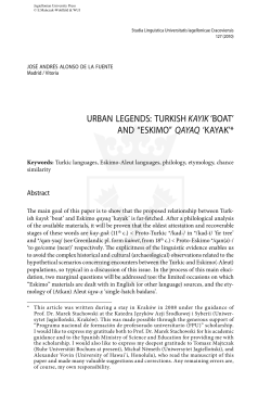 UrbAn Legends: tUrkIsh kayık `boAt` And &ldquo;eskIMo&rdquo; qayaq `kAyAk`*