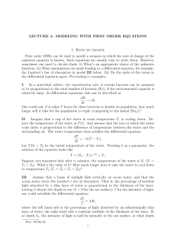 LECTURE 3: MODELING WITH FIRST ORDER EQUATIONS 1. Rate