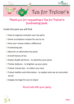 Thank you for requesting a Tea for Treloar`s fundraising pack.