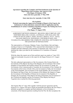 Hague Agreement of 20 January 1930, including Annexes 1 through