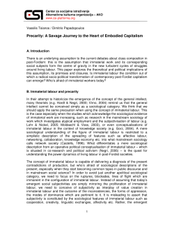 Precarity: A Savage Journey to the Heart of Embodied Capitalism