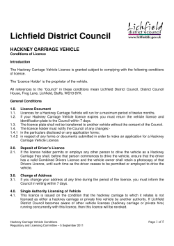 Hackney carriage vehicle conditions of licence