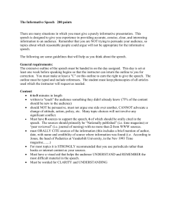 The Informative Speech 200 points There are many situations in