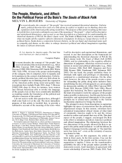The People, Rhetoric, and Affect: On the Political Force of Du Bois`s