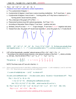 1. P(x) = 2x + 4x + x ! 2x ! 4x ! 6x ! 3 Questions have