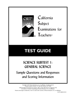 Subtest I: General Science - CTC Exams