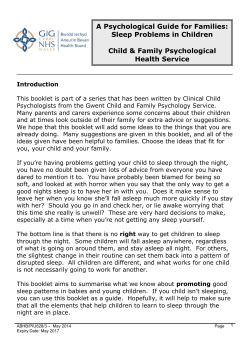 A Psychological Guide for Families: Sleep Problems in Children