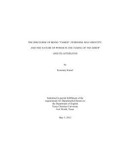 the discourse of being &ldquo;tamed&rdquo;: feminism, self