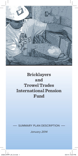 IPF Summary Plan Description - International Pension Fund