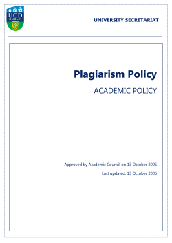 Plagiarism Policy - University College Dublin
