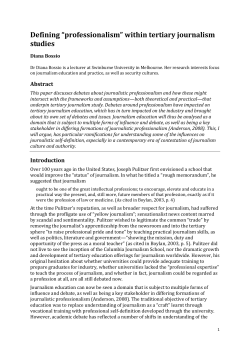 Defining &ldquo;professionalism&rdquo; within tertiary journalism studies