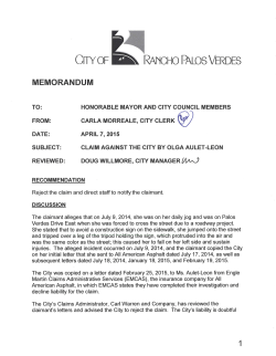 Claim Against the City by Olga Aulet-Leon