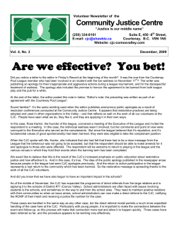 Newsletter Dec - 09 - Comox Valley Community Justice Centre