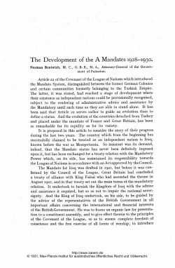 The Development of the A Mandates 1928-1930-