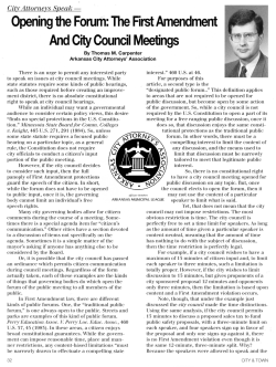 Opening the Forum: The First Amendment And City Council Meetings