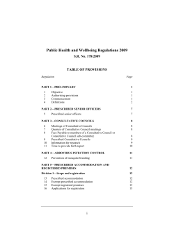 Public Health and Wellbeing Regulations 2009