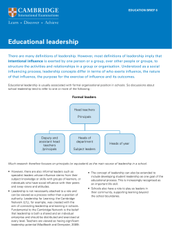 Educational leadership - Cambridge International Examinations