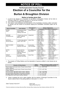 Notice of Poll - Northamptonshire County Council