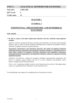 UNIT 1: ANALYTICAL METHODS FOR ENGINEERS EXPONENTIAL