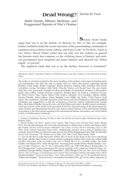 Dead Wrong? Tanisha M. Fazal Battle Deaths, Military Medicine