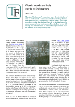 Words, words and holy words in Shakespeare