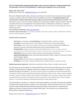 Read the press release here - Social Medicine Consortium