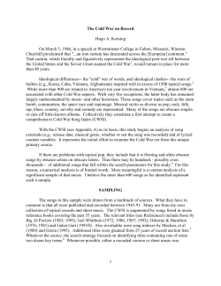 1 The Cold War on Record Hugo A. Keesing On March 5