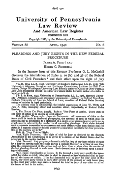 Pleadings and Jury Rights in the New Federal Procedure