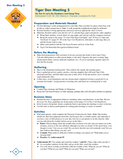 Tiger den Meeting 5 - Boy Scouts of America
