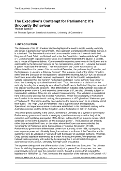 The Executive`s Contempt for Parliament: It`s Uncourtly Behaviour