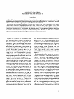 Ancient onomastics: perspectives and problems