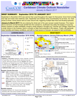 Caribbean Climate Outlook Newsletter January to March 2017