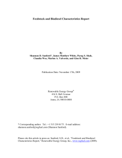 Feedstock and Biodiesel Characteristics Report