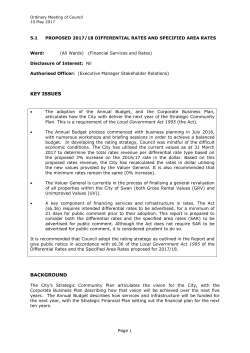 Proposed 2017/18 Differential Rates and Specified