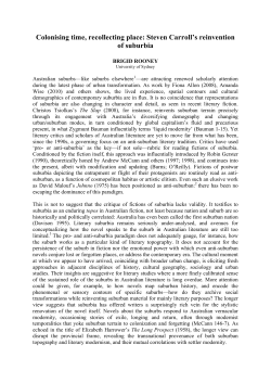 Colonising time, recollecting place: Steven Carroll`s reinvention of