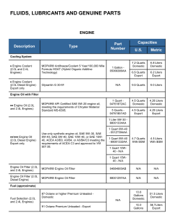 fluids, lubricants and genuine parts