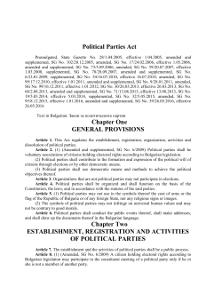 Political Parties Act Chapter One GENERAL PROVISIONS Chapter