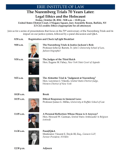 The Nuremberg Trials 70 Years Later: Legal Ethics and the Holocaust
