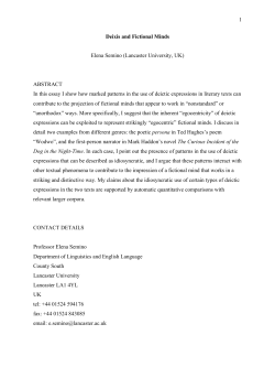 Deixis and Fictional Minds - Lancaster EPrints