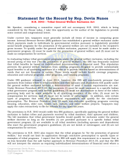Nunes Statement for the Record HR 3043 Congressional Intent