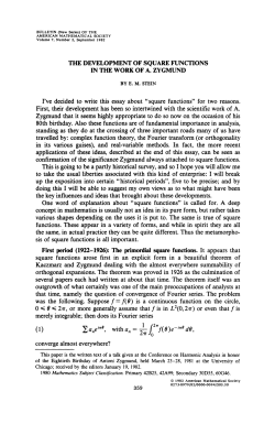 THE DEVELOPMENT OF SQUARE FUNCTIONS IN THE WORK OF
