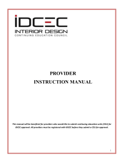 Provider Instruction Manual