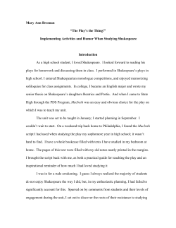 Mary Ann Brosnan &ldquo;The Play`s the Thing!&rdquo; Implementing Activities