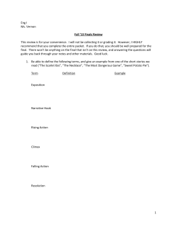 1 Eng I Ms. Vernon Fall `13 Finals Review This review is for