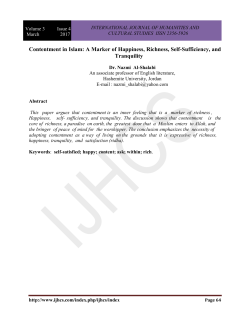 Contentment in Islam - International Journal of Humanities and